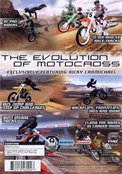 
MX 2002 featuring Ricky Carmichael | PlayStation 2 | back cover | Data by MobyGames.com