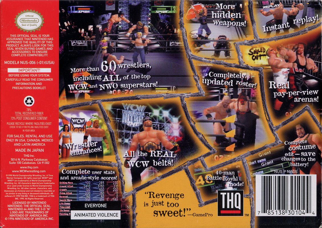 
WCW/NWO Revenge | Nintendo 64 | back cover | Data by MobyGames.com