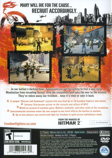 
Freedom Fighters | PlayStation 2 | back cover | Data by MobyGames.com
