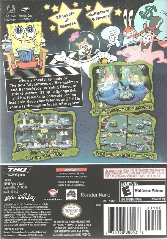 
SpongeBob SquarePants: Lights, Camera, Pants! | GameCube | back cover | Data by MobyGames.com