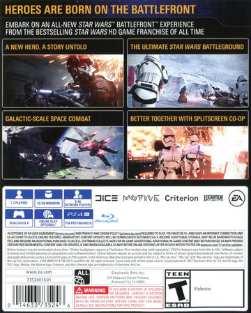 Star Wars: Battlefront II | PlayStation 4 | back cover | region=North America | source-country=United States | zypher-v2 | moby-8a906be7b846 | Data by MobyGames.com