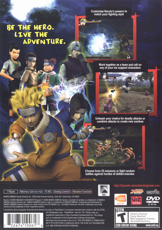 Naruto: Uzumaki Chronicles | PlayStation 2 | back cover | region=North America | source-country=United States | zypher-v2 | moby-b261461c6930 | Data by MobyGames.com