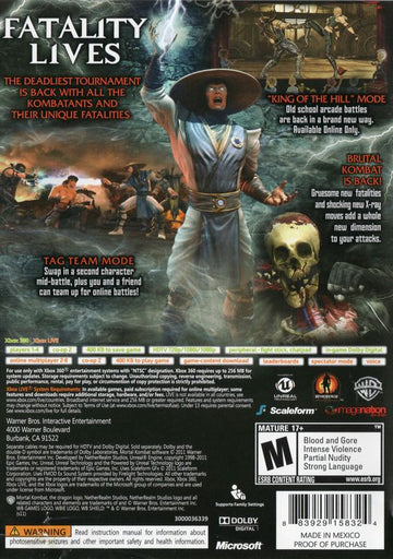 
Mortal Kombat | Xbox 360 | back cover | Data by MobyGames.com