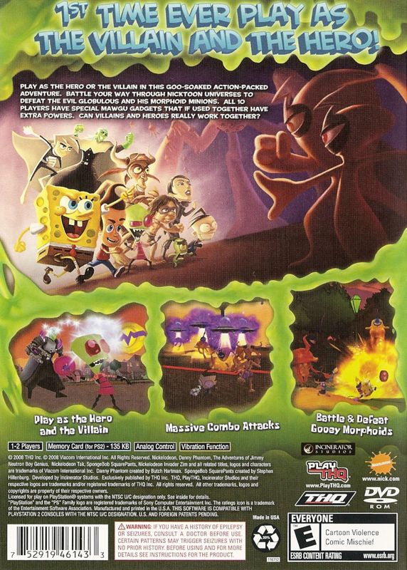
SpongeBob SquarePants Featuring Nicktoons: Globs of Doom | PlayStation 2 | back cover | Data by MobyGames.com