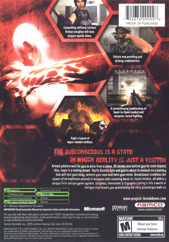 
Breakdown | Xbox | back cover | Data by MobyGames.com