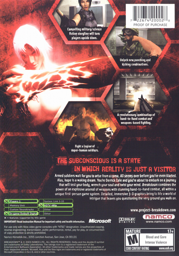 
Breakdown | Xbox | back cover | Data by MobyGames.com