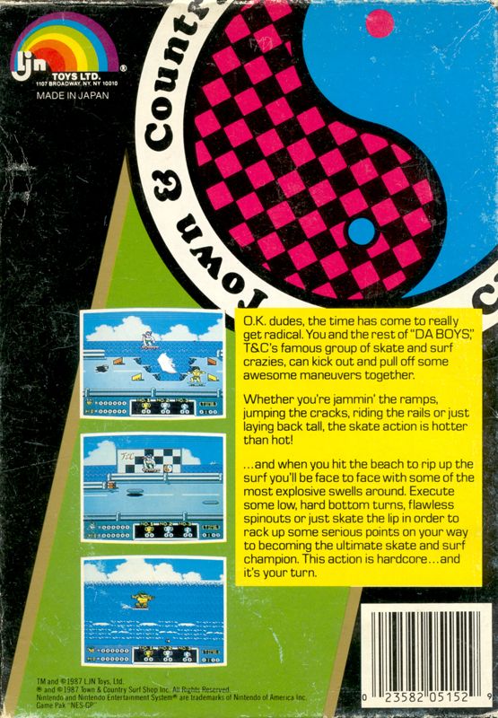 
Town & Country Surf Designs: Wood & Water Rage | NES | back cover | Data by MobyGames.com