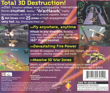 
Warhawk | PlayStation | back cover | Region: North America | edition=greatest hits | source-country=United States | Data by MobyGames.com