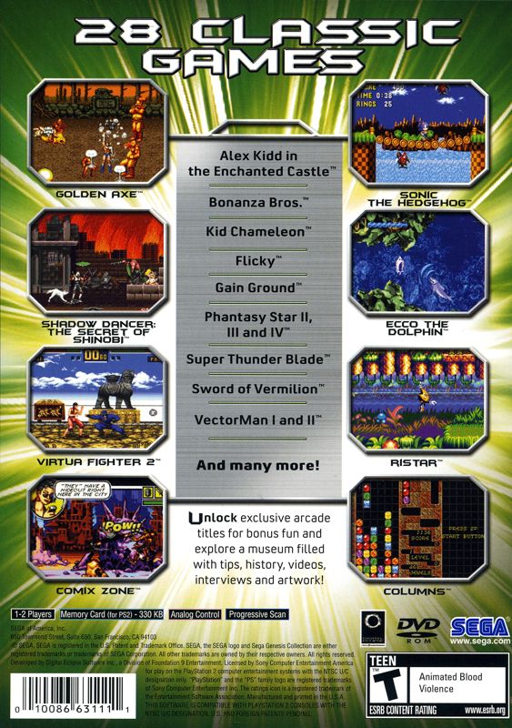 
Sega Genesis Collection | PlayStation 2 | back cover | Data by MobyGames.com