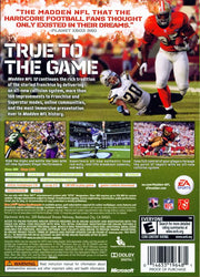Madden NFL 12 | Xbox 360 | back cover | region=North America | source-country=Canada,United States | zypher-v2 | moby-d1c5b6b0d0de | Data by MobyGames.com