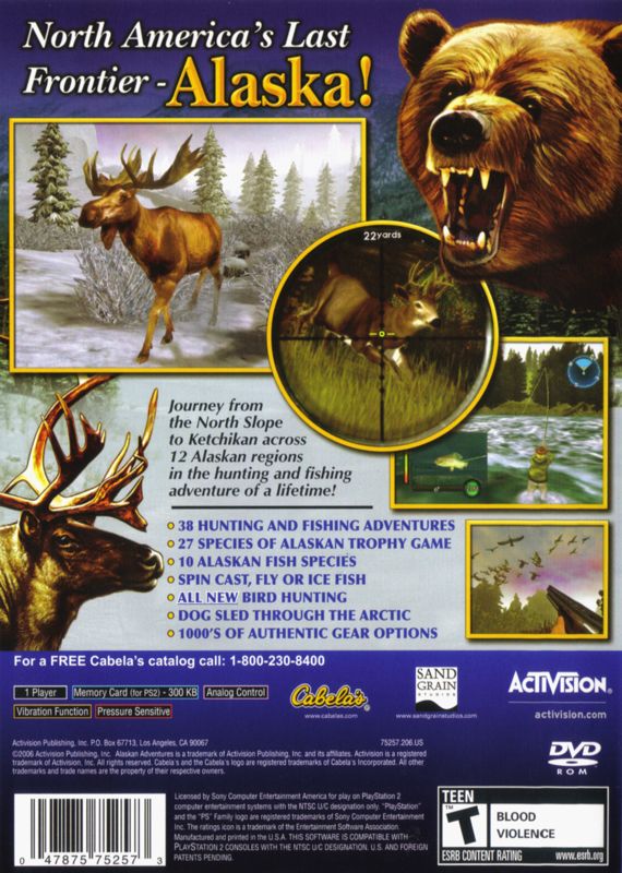 
Cabela's Alaskan Adventures | PlayStation 2 | back cover | Data by MobyGames.com