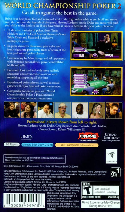 World Championship Poker 2 featuring Howard Lederer | PSP | back cover | region=North America | source-country=Mexico,United States | zypher-v2 | moby-23f29c899f20 | Data by MobyGames.com