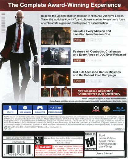 
Hitman: Definitive Edition | PlayStation 4 | back cover | Data by MobyGames.com