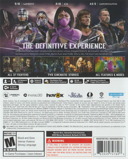 
Mortal Kombat 11: Ultimate | PlayStation 5 | back cover | Data by MobyGames.com