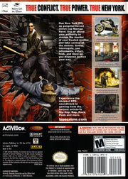 
True Crime: New York City | GameCube | back cover | Data by MobyGames.com