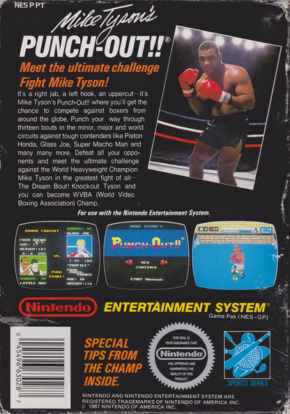 Mike Tyson's Punch-Out!! | NES | back cover | region=North America | source-country=United States | zypher-v2 | moby-fb523a134fed | Data by MobyGames.com