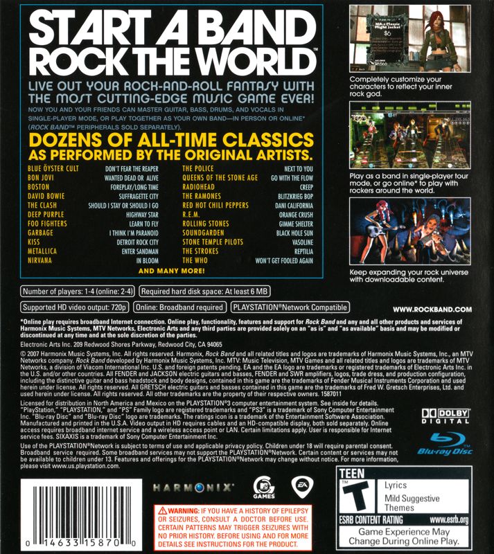 Rock Band | PlayStation 3 | back cover | region=North America | source-country=Canada,Mexico,United States | zypher-v2 | moby-981cc0ce1de6 | Data by MobyGames.com