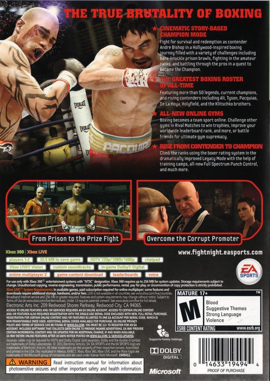 
Fight Night Champion | Xbox 360 | back cover | Data by MobyGames.com