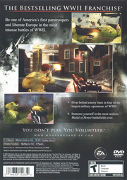 Medal of Honor: Vanguard | PlayStation 2 | back cover | region=North America | source-country=United States | zypher-v2 | moby-8851a891615a | Data by MobyGames.com