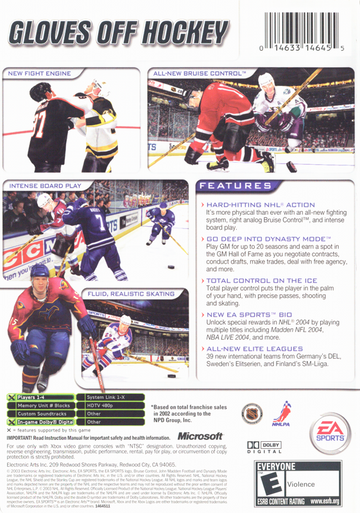 
NHL 2004 | Xbox | back cover | Data by MobyGames.com