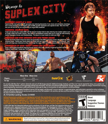 WWE 2K17 | Xbox One | back cover | region=North America | source-country=United States | zypher-v2 | moby-a4e0c03c8a7a | Data by MobyGames.com