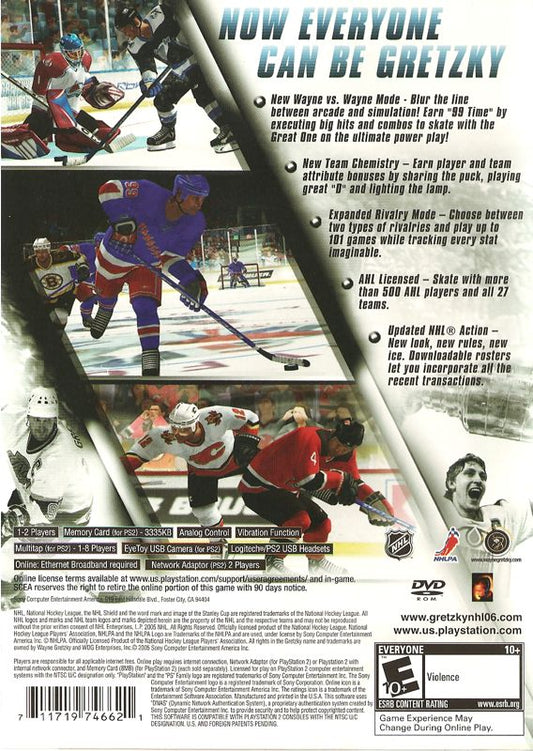 
Gretzky NHL 06 | PlayStation 2 | back cover | Region: North America | source-country=Canada,United States | Data by MobyGames.com