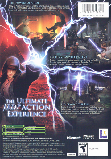 Star Wars: Episode III - Revenge of the Sith | Xbox | back cover | region=North America | source-country=United States | zypher-v2 | moby-0bcb2ec85bfb | Data by MobyGames.com