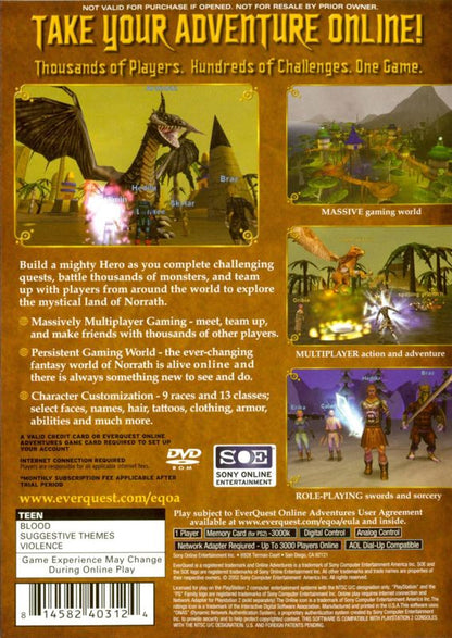 
EverQuest Online Adventures | PlayStation 2 | back cover | Data by MobyGames.com