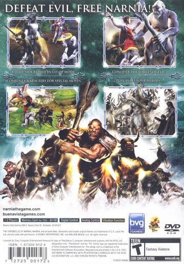 The Chronicles of Narnia: The Lion, the Witch and the Wardrobe | PlayStation 2 | back cover | region=North America | source-country=United States | zypher-v2 | moby-845c4ffeb1d9 | Data by MobyGames.com