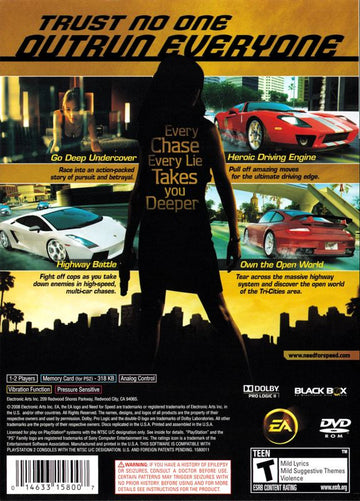 Need for Speed: Undercover | PlayStation 2 | back cover | region=North America | source-country=United States | zypher-v2 | moby-99c59adb2710 | Data by MobyGames.com