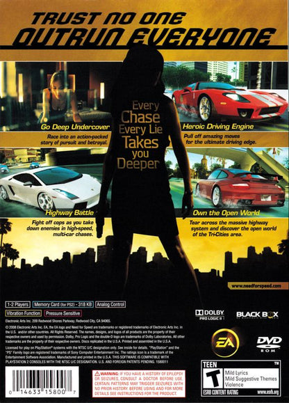 Need for Speed: Undercover | PlayStation 2 | back cover | region=North America | source-country=United States | zypher-v2 | moby-99c59adb2710 | Data by MobyGames.com