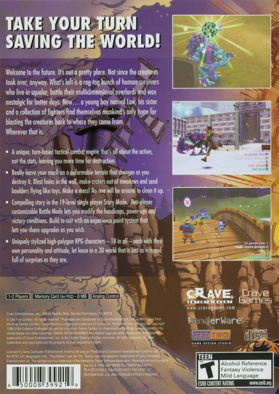 Future Tactics: The Uprising | PlayStation 2 | back cover | region=North America | source-country=Canada,United States | zypher-v2 | moby-5a27d63011e5 | Data by MobyGames.com