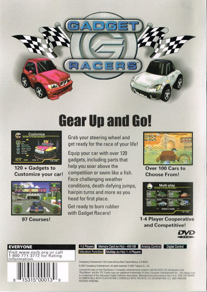 Gadget Racers | PlayStation 2 | back cover | region=North America | source-country=United States | zypher-v2 | moby-25748055e28e | Data by MobyGames.com