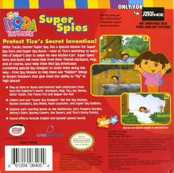 
Dora the Explorer: Super Spies | Game Boy Advance | back cover | Data by MobyGames.com