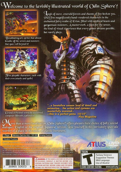 Odin Sphere | PlayStation 2 | back cover | region=North America | source-country=United States | zypher-v2 | moby-73c3a115c0b0 | Data by MobyGames.com