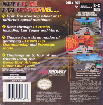 
Cruis'n Velocity | Game Boy Advance | back cover | Data by MobyGames.com