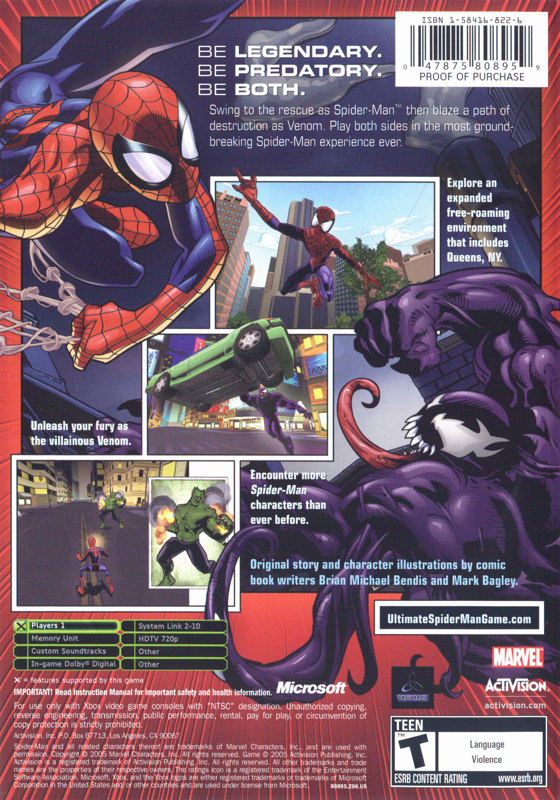 
Ultimate Spider-Man | Xbox | back cover | Data by MobyGames.com