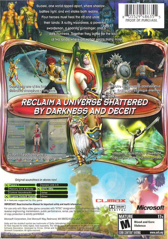 
Sudeki | Xbox | back cover | Data by MobyGames.com