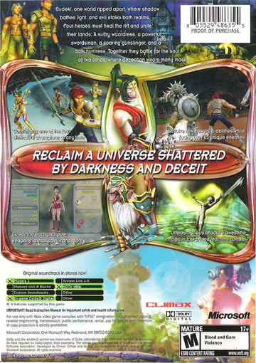 
Sudeki | Xbox | back cover | Data by MobyGames.com
