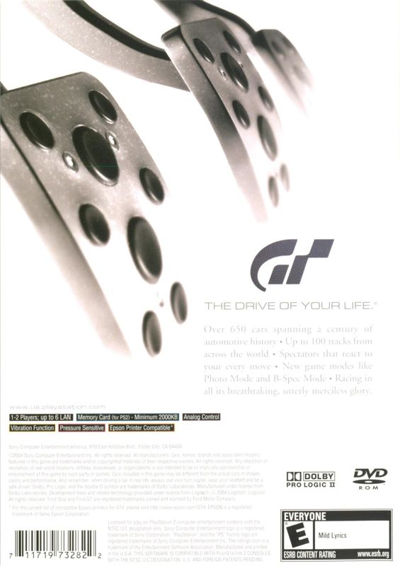 
Gran Turismo 4 | PlayStation 2 | back cover | Data by MobyGames.com