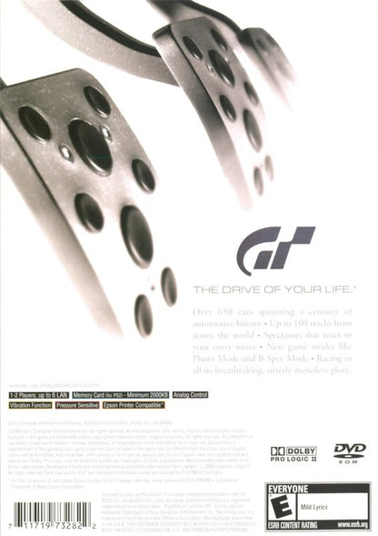 
Gran Turismo 4 | PlayStation 2 | back cover | Data by MobyGames.com