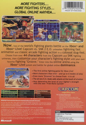 Capcom vs. SNK 2: Mark of the Millennium | Xbox | back cover | region=North America | source-country=Canada,United States | zypher-v2 | moby-83856c5568ff | Data by MobyGames.com