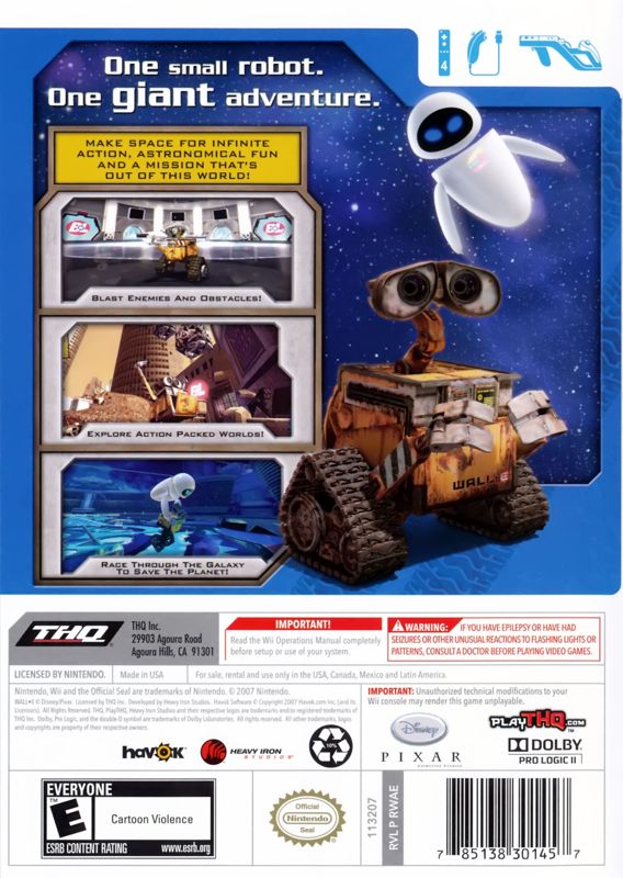 Disney•Pixar Wall-E | Wii | back cover | Data by MobyGames.com