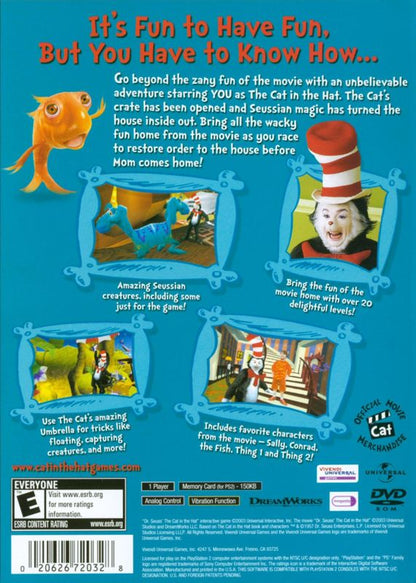 
Dr. Seuss' The Cat in the Hat | PlayStation 2 | back cover | Region: North America | source-country=Canada,United States | Data by MobyGames.com