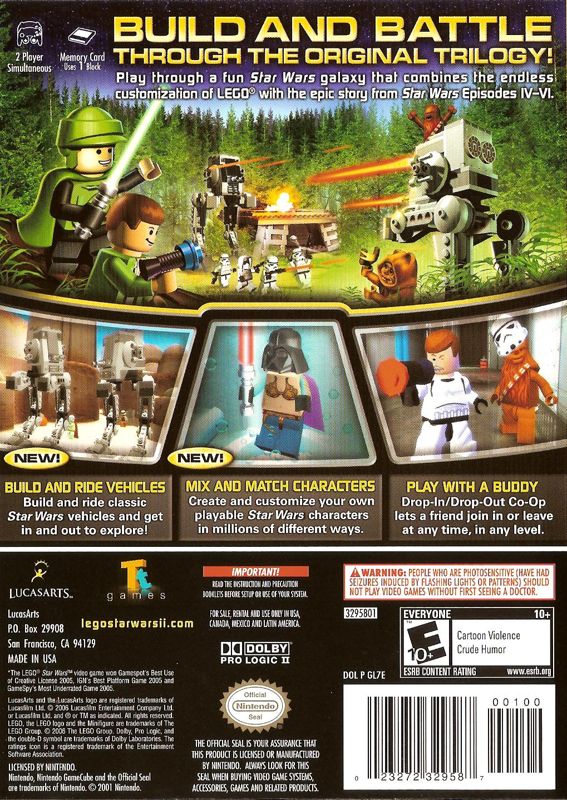 LEGO Star Wars II: The Original Trilogy | GameCube | back cover | region=North America | source-country=Canada,Mexico,Other,United States | zypher-v2 | moby-9d7c8a69adf7 | Data by MobyGames.com