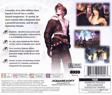 
Final Fantasy VIII | PlayStation | back cover | Region: North America | source-country=Canada,United States | Data by MobyGames.com