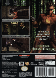 Enter the Matrix | GameCube | back cover | region=North America | source-country=United States | zypher-v2 | moby-8592a81947c4 | Data by MobyGames.com