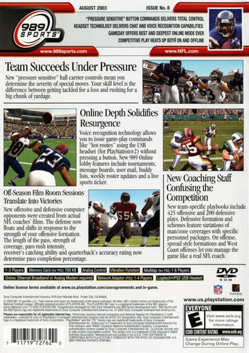 NFL GameDay 2004 | PlayStation 2 | back cover | region=North America | source-country=Canada,United States | zypher-v2 | moby-1b40bdcfae09 | Data by MobyGames.com