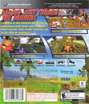 
Sonic & SEGA All-Stars Racing | PlayStation 3 | back cover | Data by MobyGames.com
