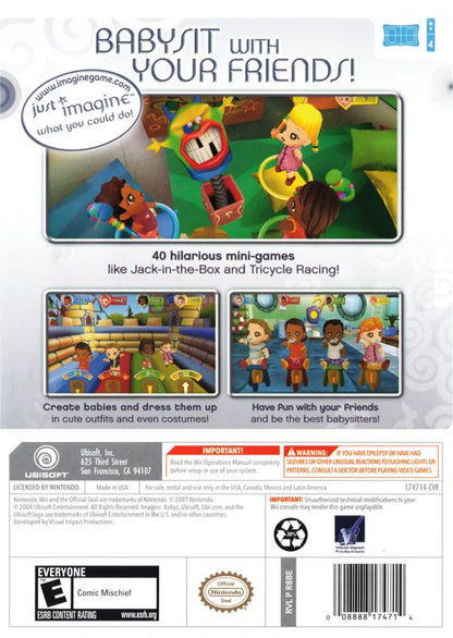 Imagine: Party Babyz | Wii | back cover | region=North America | source-country=United States | zypher-v2 | moby-70c7353a1cf7 | Data by MobyGames.com